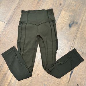 Lululemon “all the right places” crop. Olive green